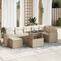 JUNG Vida 8-tlg. Garten-Sofagarnitur mit Kissen Beige Poly Rattan