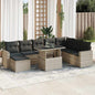 JUNG Vida 9-tlg. Garten-Sofagarnitur mit Kissen Hellgrau Poly Rattan