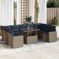 JUNG Vida 10-tlg. Garten-Sofagarnitur mit Kissen Grau Poly Rattan Akazie