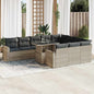JUNG Vida 11-tlg. Garten-Sofagarnitur mit Kissen Hellgrau Poly Rattan