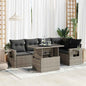 JUNG Vida 6-tlg. Garten-Sofagarnitur mit Kissen Grau Poly Rattan