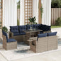 JUNG Vida 9-tlg. Garten-Sofagarnitur mit Kissen Grau Poly Rattan