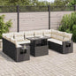 JUNG Vida 10-tlg. Garten-Sofagarnitur mit Kissen Schwarz Poly Rattan