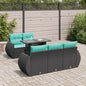 JUNG Vida 6-tlg. Garten-Sofagarnitur mit Kissen Schwarz Poly Rattan