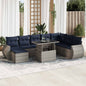 JUNG Vida 9-tlg. Garten-Sofagarnitur mit Kissen Grau Poly Rattan Akazie
