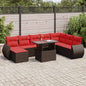 JUNG Vida 9-tlg. Garten-Sofagarnitur mit Kissen Braun Poly Rattan Akazie