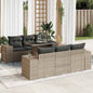 JUNG Vida 7-tlg. Garten-Sofagarnitur mit Kissen Grau Poly Rattan