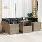 JUNG Vida 7-tlg. Garten-Sofagarnitur mit Kissen Grau Poly Rattan