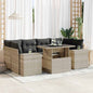 JUNG Vida 7-tlg. Garten-Sofagarnitur mit Kissen Hellgrau Poly Rattan