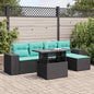 JUNG Vida 6-tlg. Garten-Sofagarnitur mit Kissen Schwarz Poly Rattan