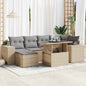 JUNG Vida 7-tlg. Garten-Sofagarnitur mit Kissen Beige Poly Rattan