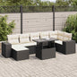 JUNG Vida 8-tlg. Garten-Sofagarnitur mit Kissen Schwarz Poly Rattan