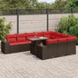 JUNG Vida 11-tlg. Garten-Sofagarnitur mit Kissen Braun Poly Rattan Akazie