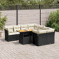 JUNG Vida 9-tlg. Garten-Sofagarnitur mit Kissen Schwarz Poly Rattan