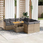 JUNG Vida 9-tlg. Garten-Sofagarnitur mit Kissen Beige Poly Rattan