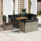 JUNG Vida 9-tlg. Garten-Sofagarnitur mit Kissen Grau Poly Rattan