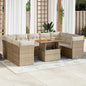 JUNG Vida 10-tlg. Garten-Sofagarnitur mit Kissen Beige Poly Rattan