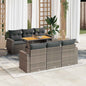 JUNG Vida 7-tlg. Garten-Sofagarnitur mit Kissen Grau Poly Rattan