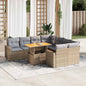 JUNG Vida 9-tlg. Garten-Sofagarnitur mit Kissen Beige Poly Rattan