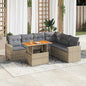JUNG Vida 7-tlg. Garten-Sofagarnitur mit Kissen Beige Poly Rattan