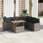 JUNG Vida 7-tlg. Garten-Sofagarnitur mit Kissen Grau Poly Rattan