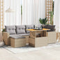 JUNG Vida 7-tlg. Garten-Sofagarnitur mit Kissen Beige Poly Rattan