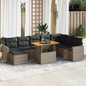 JUNG Vida 9-tlg. Garten-Sofagarnitur mit Kissen Grau Poly Rattan