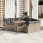 JUNG Vida 9-tlg. Garten-Sofagarnitur mit Kissen Beige Poly Rattan