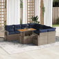 JUNG Vida 9-tlg. Garten-Sofagarnitur mit Kissen Grau Poly Rattan