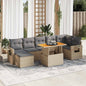 JUNG Vida 8-tlg. Garten-Sofagarnitur mit Kissen Beige Poly Rattan