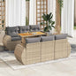 JUNG Vida 7-tlg. Garten-Sofagarnitur mit Kissen Beige Poly Rattan