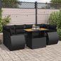 JUNG Vida 7-tlg. Garten-Sofagarnitur mit Kissen Schwarz Poly Rattan