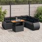 JUNG Vida 7-tlg. Garten-Sofagarnitur mit Kissen Schwarz Poly Rattan