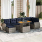 JUNG Vida 8-tlg. Garten-Sofagarnitur mit Kissen Grau Poly Rattan