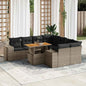 JUNG Vida 9-tlg. Garten-Sofagarnitur mit Kissen Grau Poly Rattan
