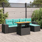 JUNG Vida 6-tlg. Garten-Sofagarnitur mit Kissen Schwarz Poly Rattan