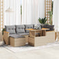 JUNG Vida 7-tlg. Garten-Sofagarnitur mit Kissen Beige Poly Rattan Akazie