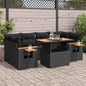 JUNG Vida 7-tlg. Garten-Sofagarnitur mit Kissen Schwarz Poly Rattan