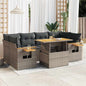 JUNG Vida 7-tlg. Garten-Sofagarnitur mit Kissen Grau Poly Rattan Akazie