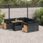 JUNG Vida 9-tlg. Garten-Sofagarnitur mit Kissen Schwarz Poly Rattan