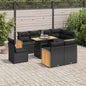 JUNG Vida 9-tlg. Garten-Sofagarnitur mit Kissen Schwarz Poly Rattan