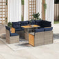 JUNG Vida 9-tlg. Garten-Sofagarnitur mit Kissen Grau Poly Rattan Akazie