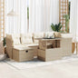 JUNG Vida 7-tlg. Garten-Sofagarnitur mit Kissen Beige Poly Rattan