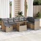 JUNG Vida 9-tlg. Garten-Sofagarnitur mit Kissen Beige Poly Rattan