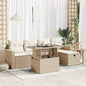 JUNG Vida 6-tlg. Garten-Sofagarnitur mit Kissen Beige Poly Rattan