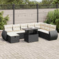 JUNG Vida 9-tlg. Garten-Sofagarnitur mit Kissen Schwarz Poly Rattan