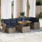 JUNG Vida 8-tlg. Garten-Sofagarnitur mit Kissen Braun Poly Rattan Akazie