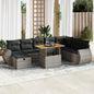 JUNG Vida 9-tlg. Garten-Sofagarnitur mit Kissen Grau Poly Rattan Akazie