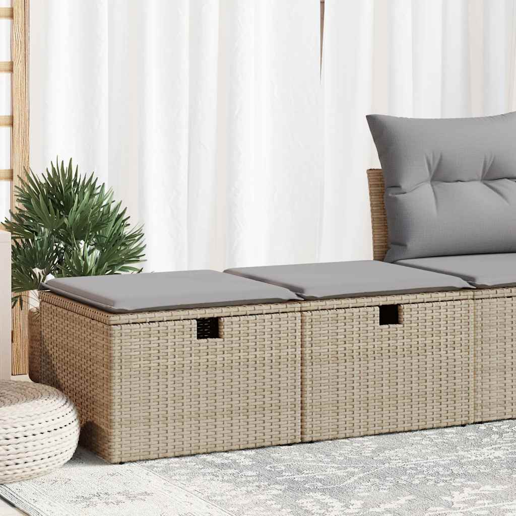 JUNG Vida 2-tlg. Garten-Sofagarnitur mit Kissen Beige Poly Rattan Akazie