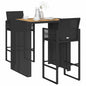 JUNG Vida 3-tlg. Gartenbar-Set ohne Kissen Schwarz Poly Rattan Akazie